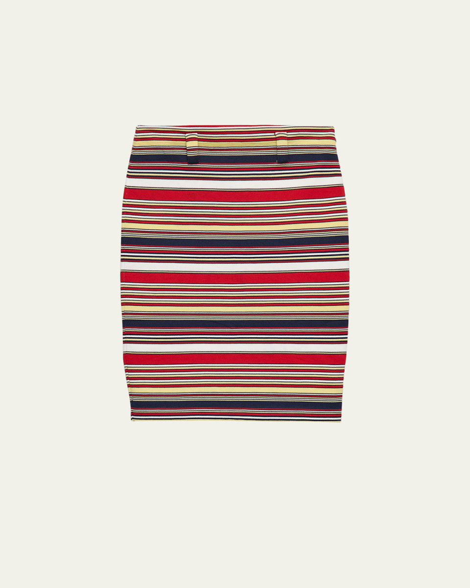 Stripe Cotton Knit Pencil Skirt